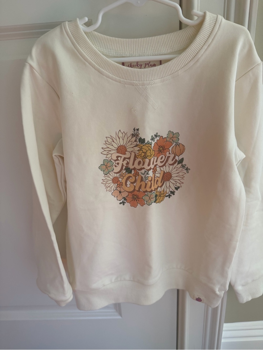 cheeky plum Cream "Flower Child" Floral Graphic Sweatshirt - worn once